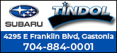 Tindol Subaru Sponsorship Banner